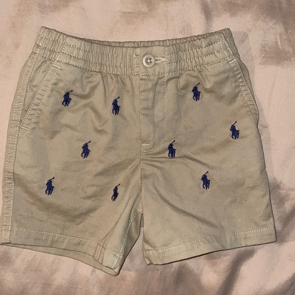 Boys Polo logo khaki shorts